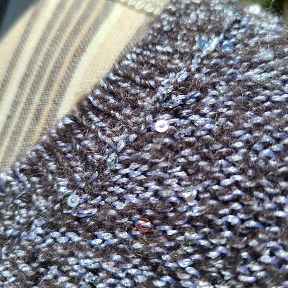 White House Black Market V-Neck Sequin Tunic Knit Sweater - Picture 5 of 8